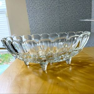 Indiana Glass Harvest Grape Large Vintage Clear Footed Oval Fruit bowl